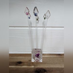 Vintage Swizzle Sticks And Holder